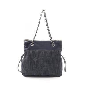 Chanel Coco Mark Tote Bag Denim Navy Blue